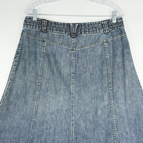 H&M Midi Blue Jean Skirt Size 12 Denim A-line Skirt, Y2K, Hippie Skirt EU 42 - Picture 4 of 13